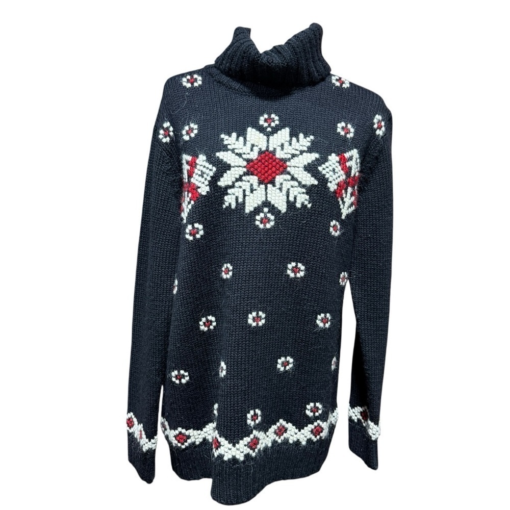 VTG Jones New York Wool Chunky Turtleneck Holiday Sweater Size M Home Alone Long